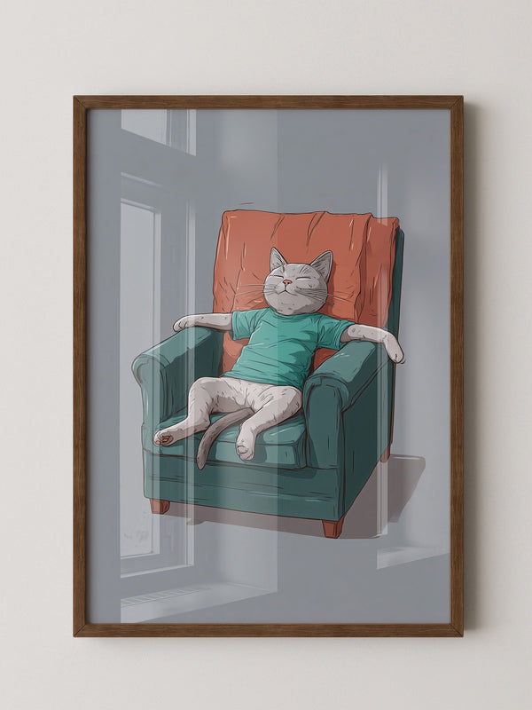 Entspannte Katze Sesselgrafik