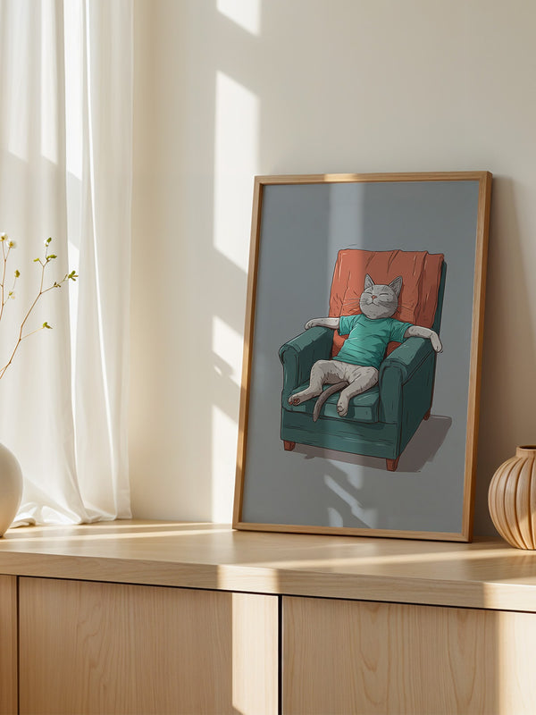 Entspannte Katze Sesselgrafik