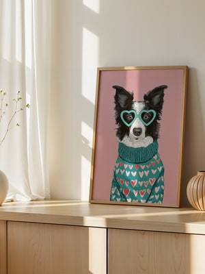 Hund Herzbrille Turtleneck