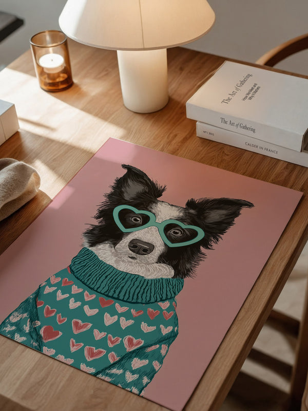Hund Herzbrille Turtleneck