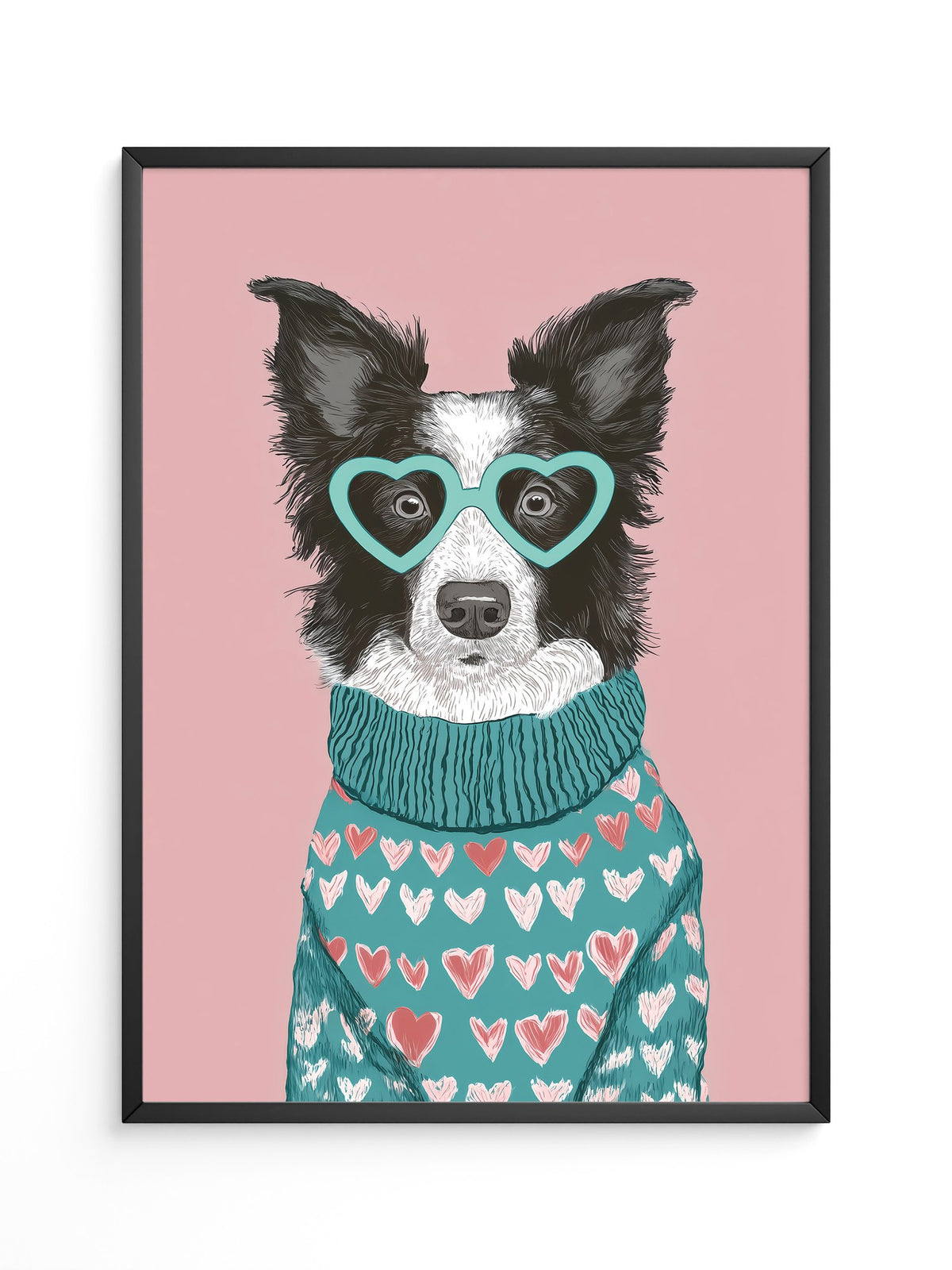 Hund Herzbrille Turtleneck