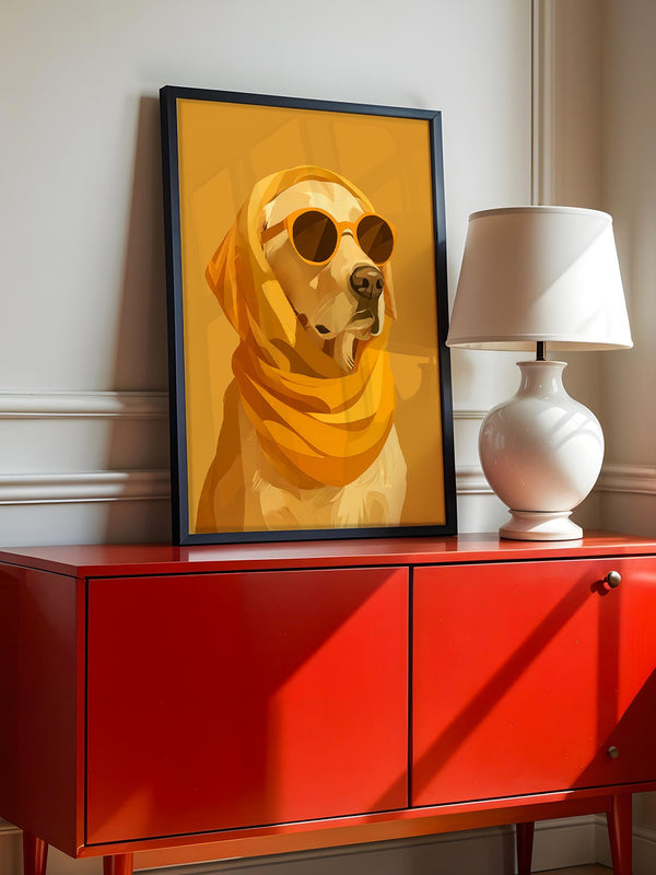 Hund mit Sonnenbrille Retro-Design