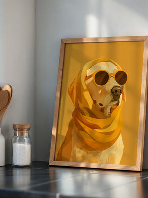 Hund mit Sonnenbrille Retro-Design