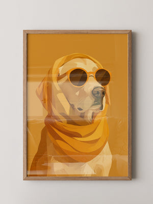 Hund mit Sonnenbrille Retro-Design