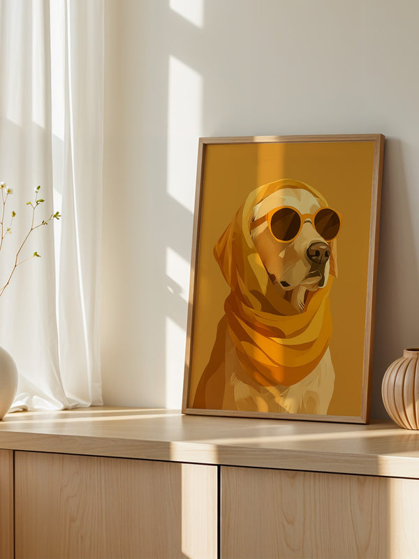 Hund mit Sonnenbrille Retro-Design