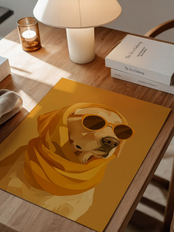 Hund mit Sonnenbrille Retro-Design