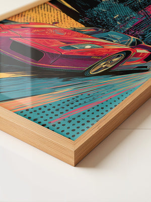 Roter Sportwagen Pop-Art Design