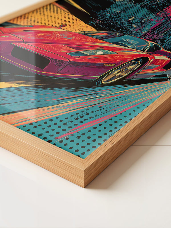 Roter Sportwagen Pop-Art Design