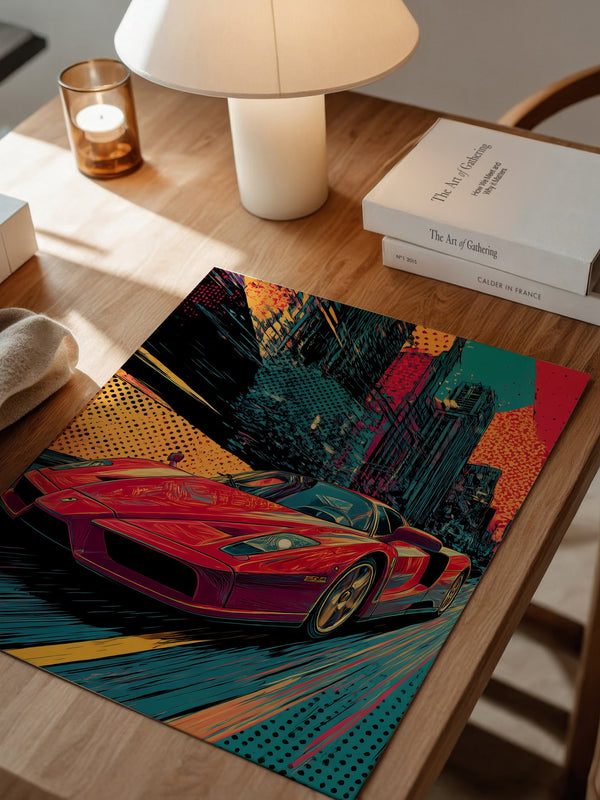 Roter Sportwagen Pop-Art Design