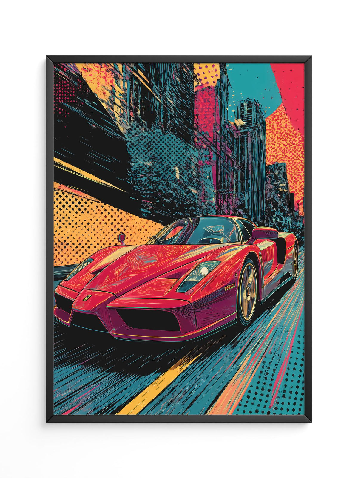 Roter Sportwagen Pop-Art Design