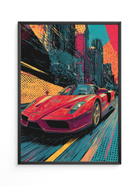 Roter Sportwagen Pop-Art Design