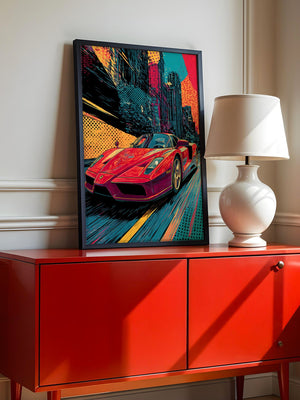 Roter Sportwagen Pop-Art Design