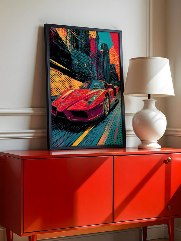 Roter Sportwagen Pop-Art Design