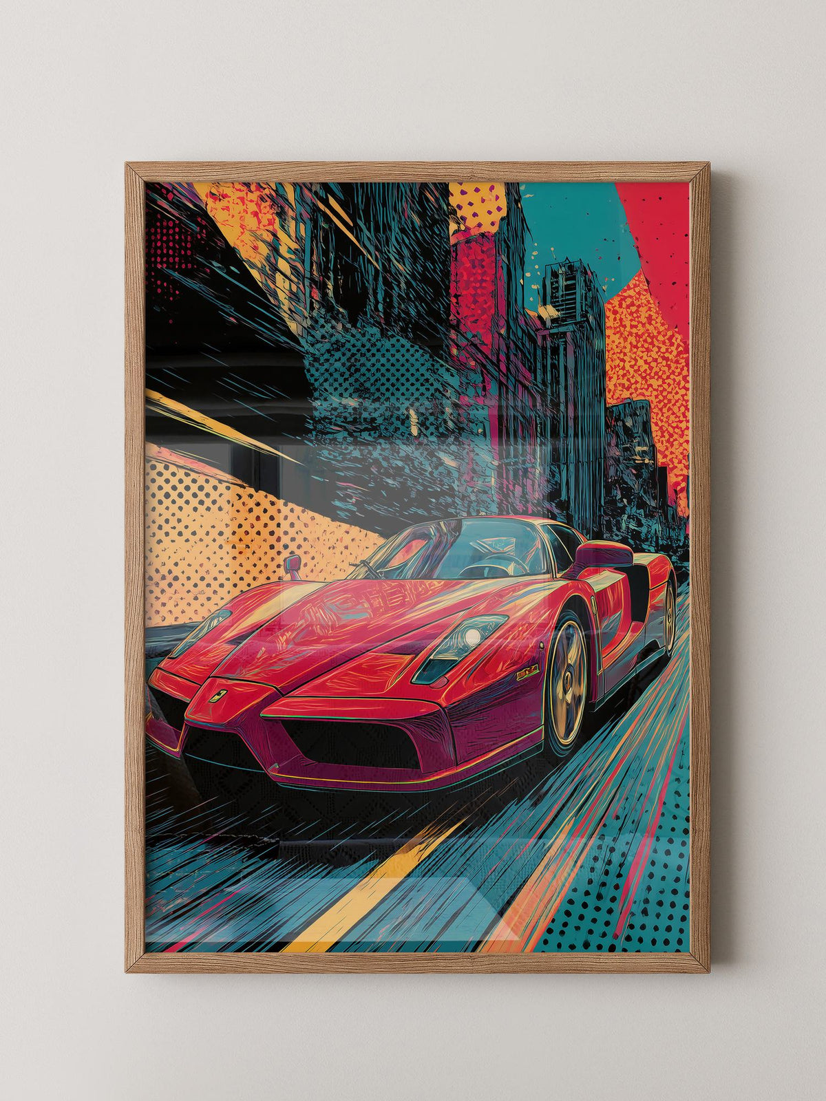 Roter Sportwagen Pop-Art Design