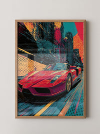 Roter Sportwagen Pop-Art Design