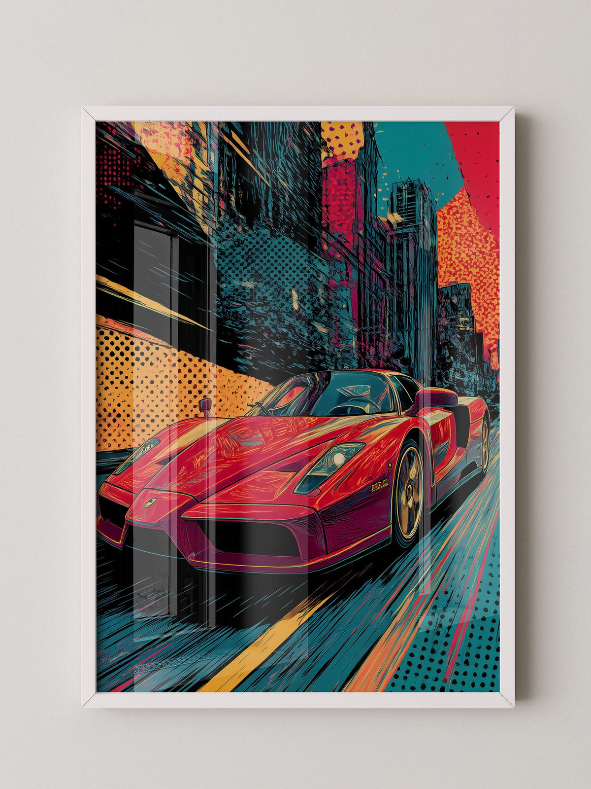 Roter Sportwagen Pop-Art Design