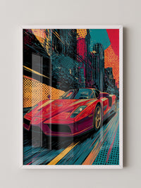 Roter Sportwagen Pop-Art Design