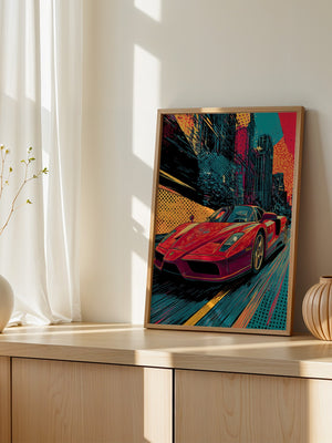 Roter Sportwagen Pop-Art Design