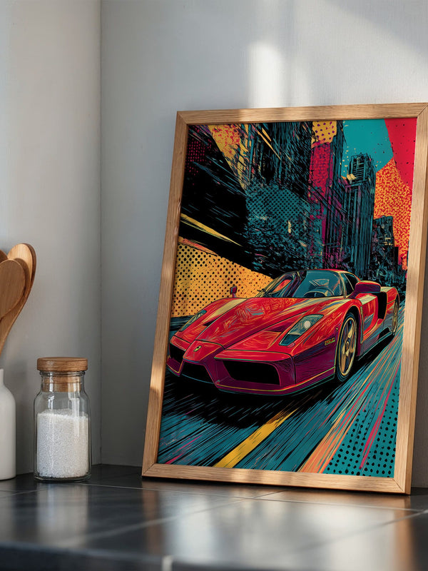 Roter Sportwagen Pop-Art Design
