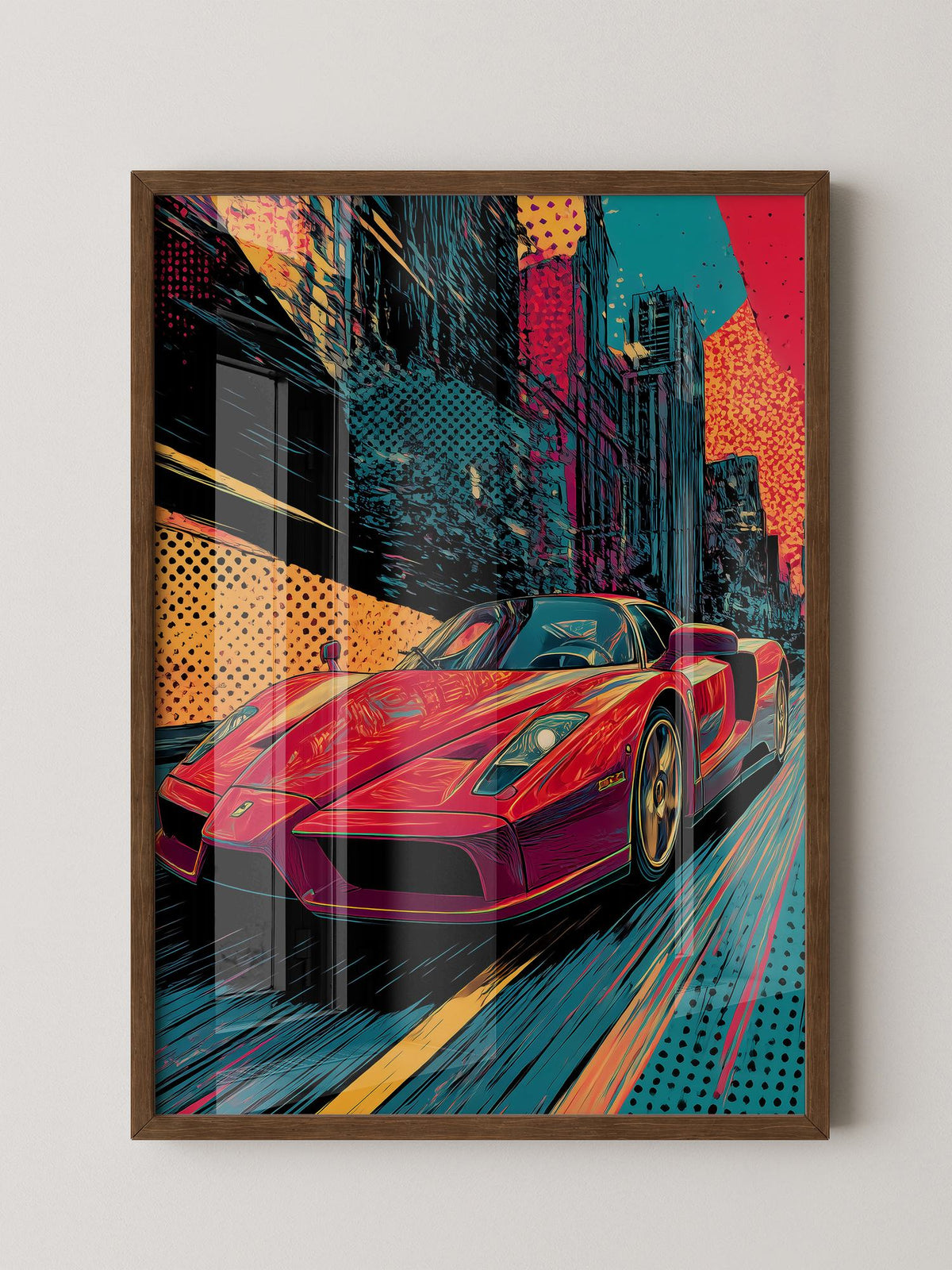 Roter Sportwagen Pop-Art Design