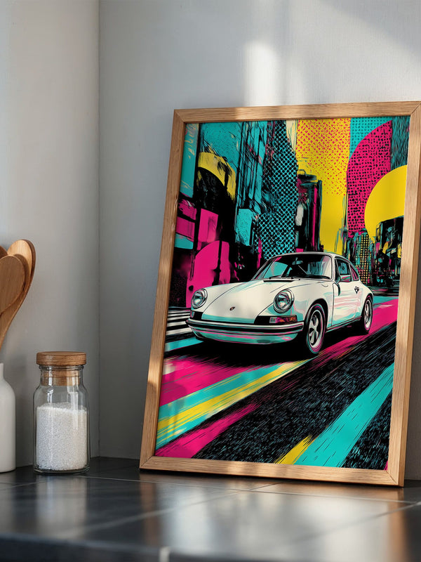 Porsche Retro Stadt Pop-Art