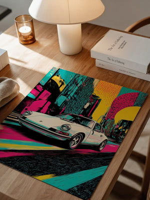 Porsche Retro Stadt Pop-Art