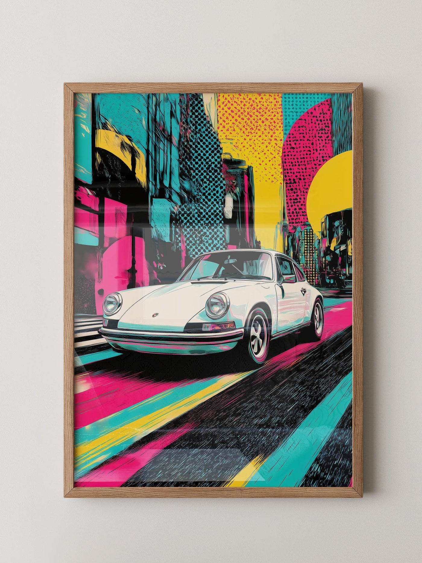 Porsche Retro Stadt Pop-Art