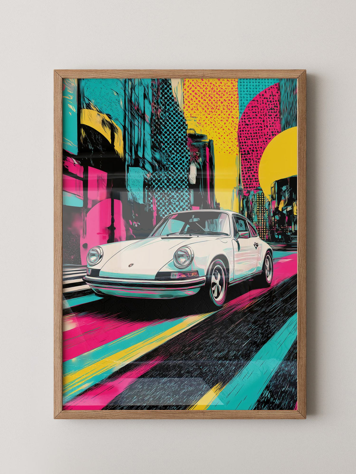 Porsche Retro Stadt Pop-Art