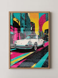 Porsche Retro Stadt Pop-Art