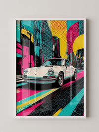 Porsche Retro Stadt Pop-Art