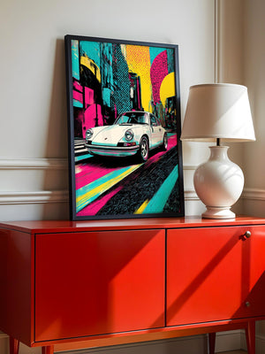 Porsche Retro Stadt Pop-Art