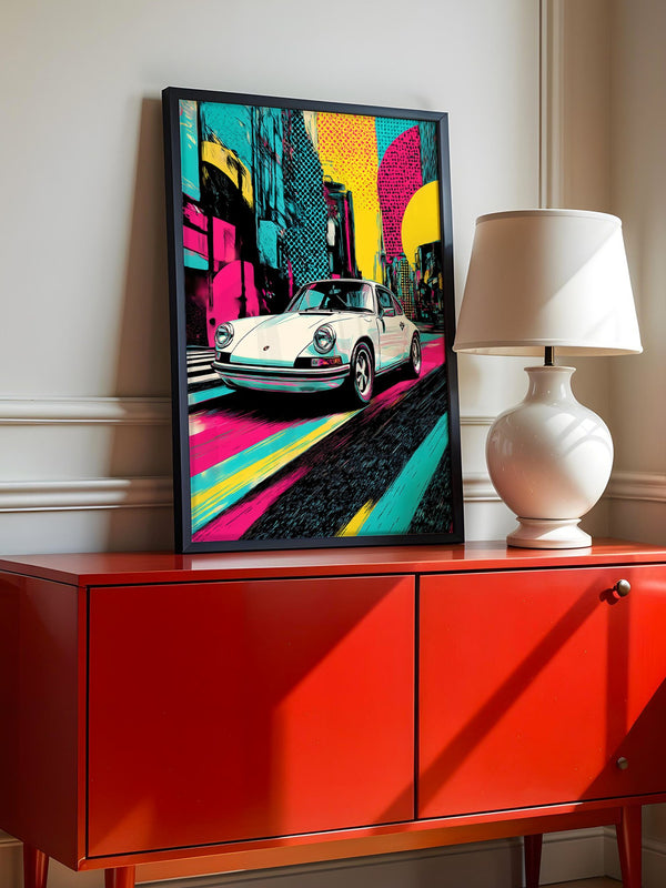 Porsche Retro Stadt Pop-Art