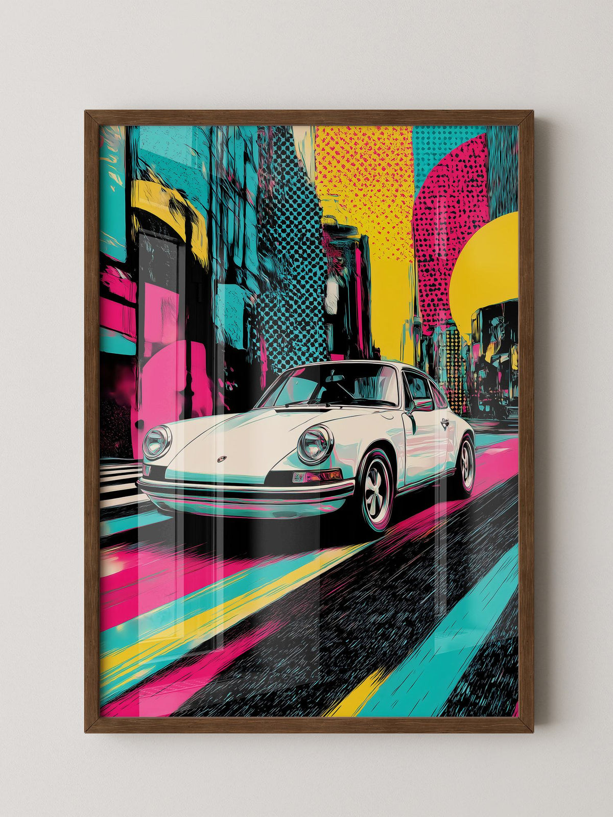 Porsche Retro Stadt Pop-Art