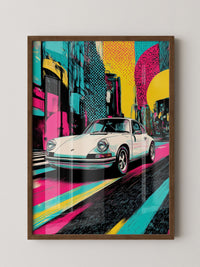Porsche Retro Stadt Pop-Art