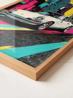 Porsche Retro Stadt Pop-Art