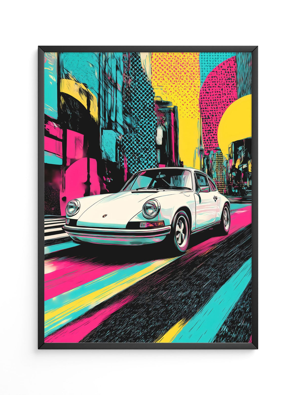 Porsche Retro Stadt Pop-Art