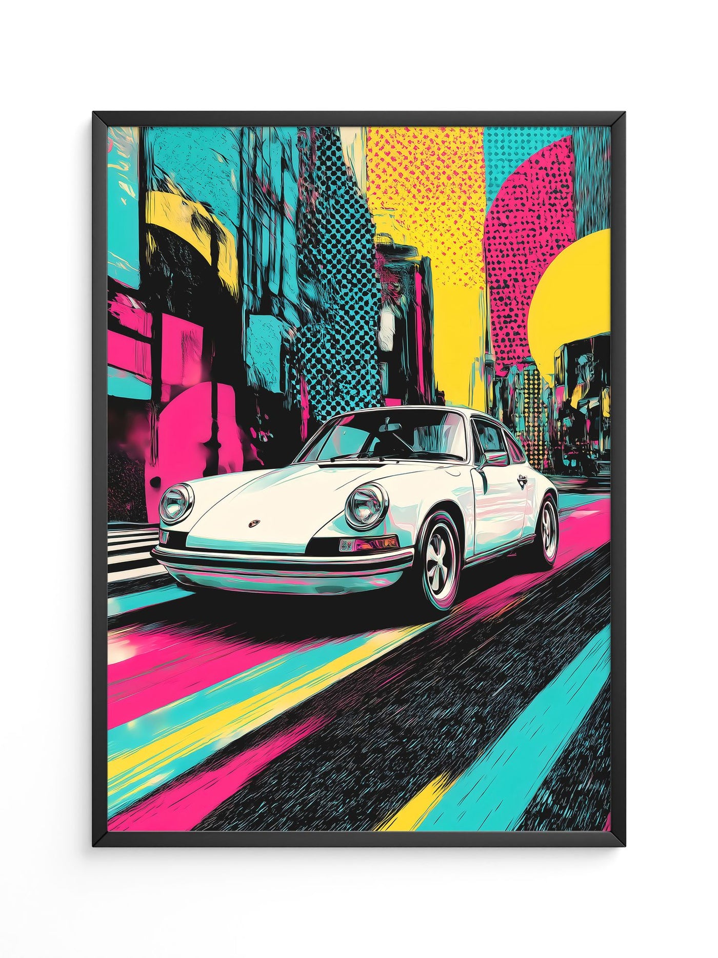 Porsche Retro Stadt Pop-Art