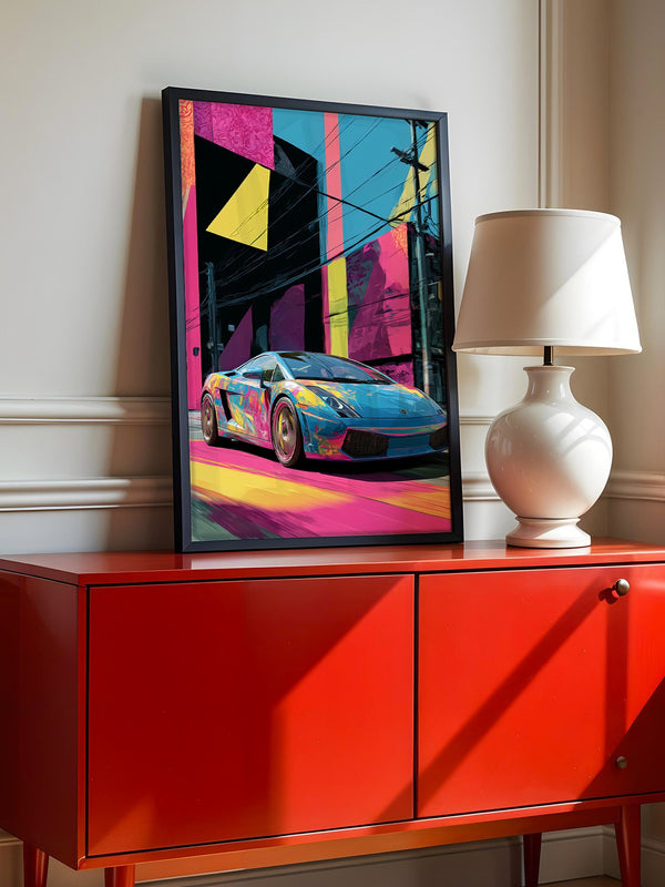 Sportwagen Neonfarben Cityscape