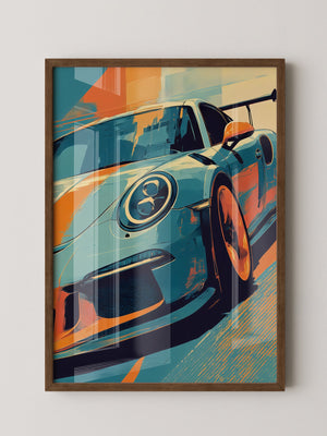 Porsche Sportwagen Popart Stil