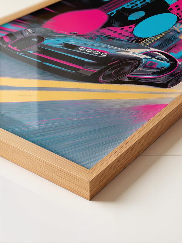 Sportwagen Neonfarben Stadt