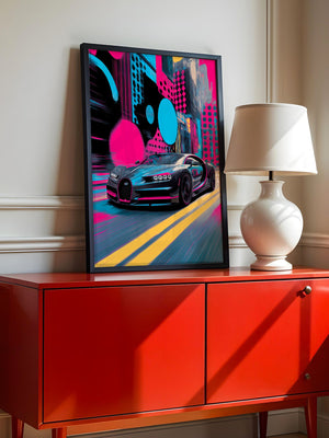 Sportwagen Neonfarben Stadt