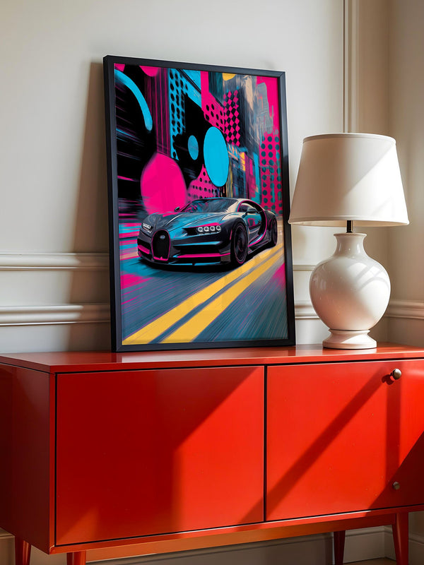 Sportwagen Neonfarben Stadt