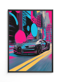 Sportwagen Neonfarben Stadt
