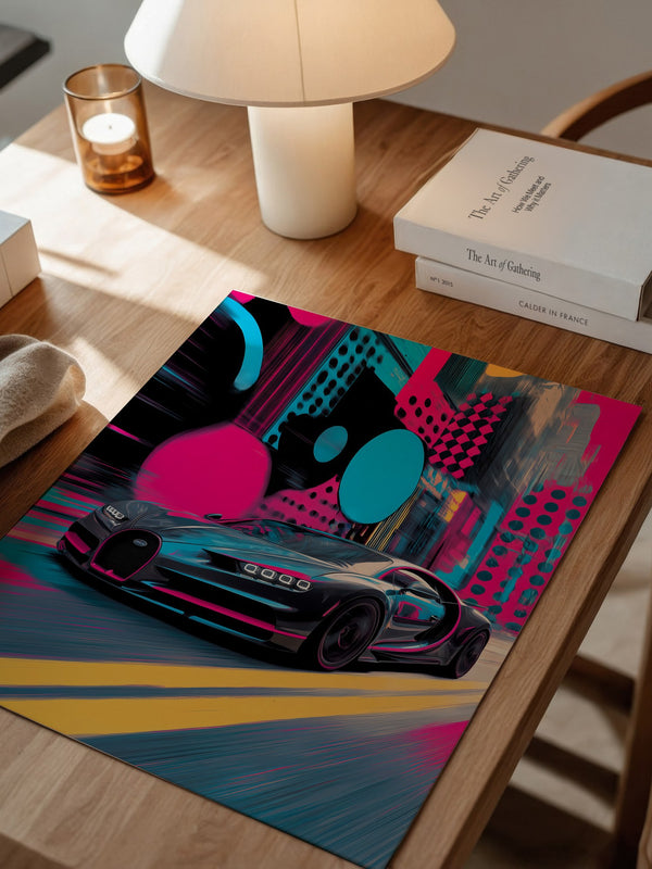 Sportwagen Neonfarben Stadt