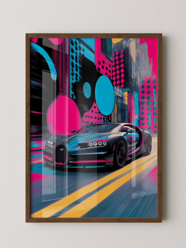 Sportwagen Neonfarben Stadt