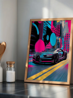 Sportwagen Neonfarben Stadt