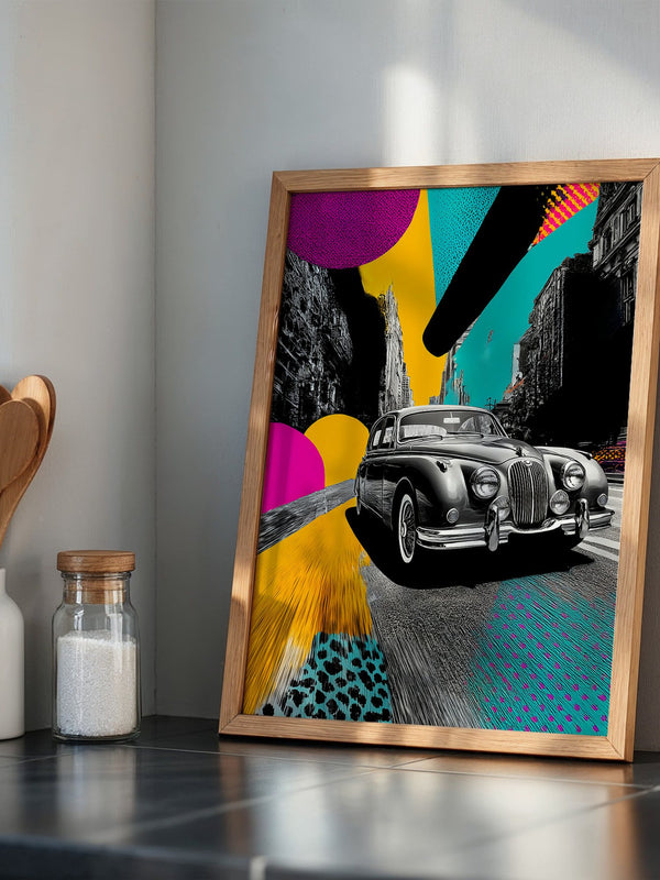 Pop-Art Oldtimer – Farbstarke Illustration mit Retro-Flair