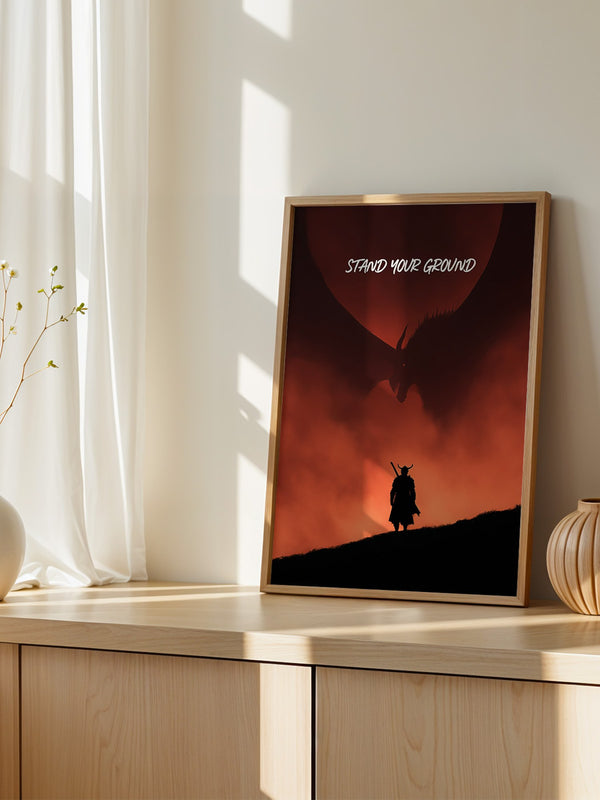 Drachenkämpfer Silhouette Feuerhimmel