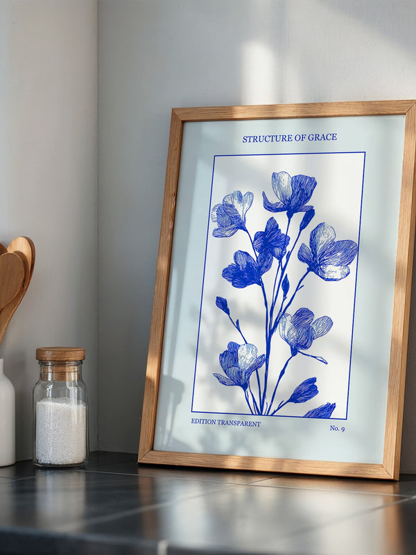 Blaue Blumen grafisch minimalistisch