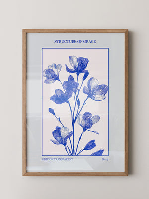Blaue Blumen grafisch minimalistisch